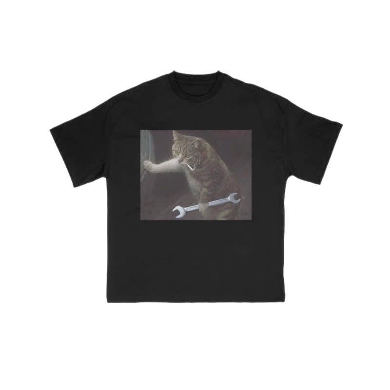 Unisex 100% Overlord Cat Print T-shirt