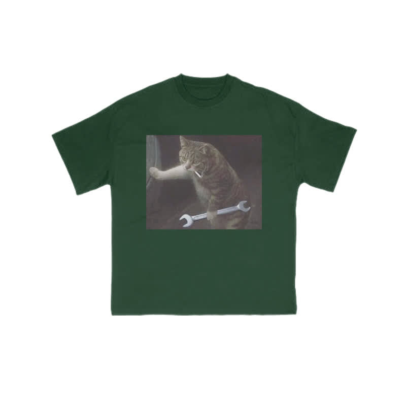 Unisex 100% Overlord Cat Print T-shirt