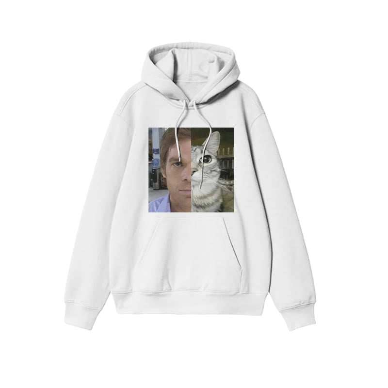 Unisex Patchwork Cat Print Hoodie