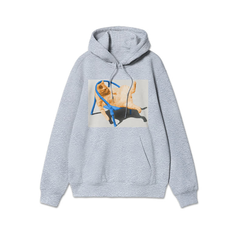 Unisex Cat Lying Flat Print Hoodie