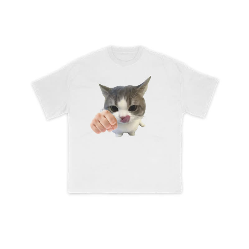 Unisex Kung Fu Cat Print T-shirt