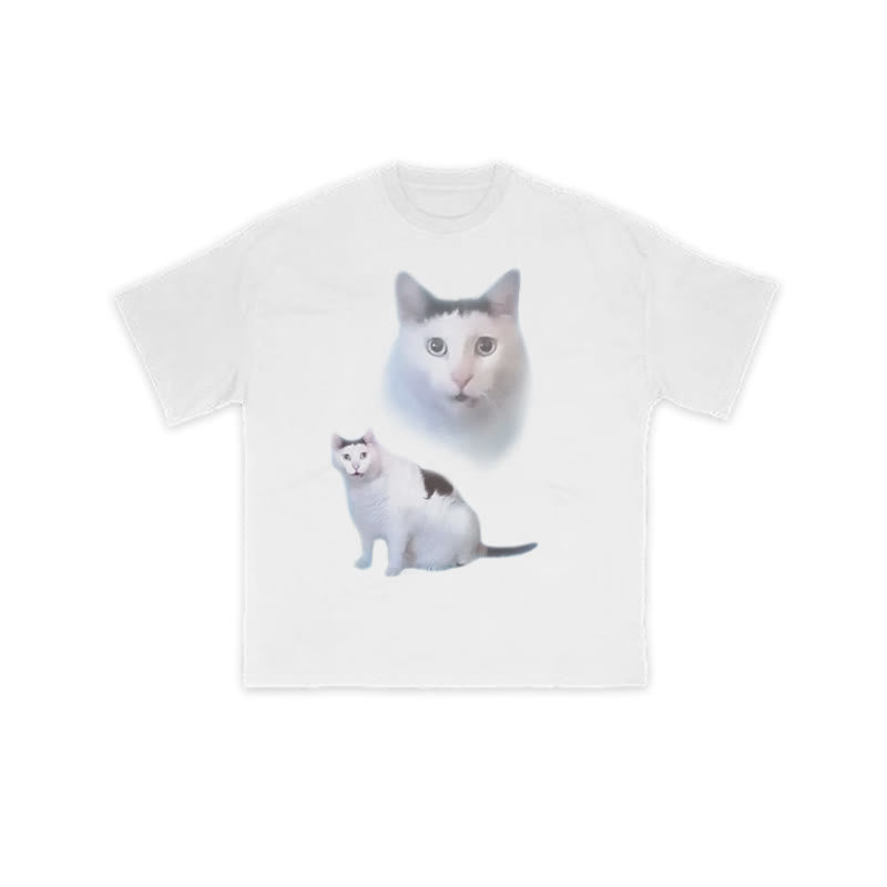 Unisex Confused Cat Print T-shirt