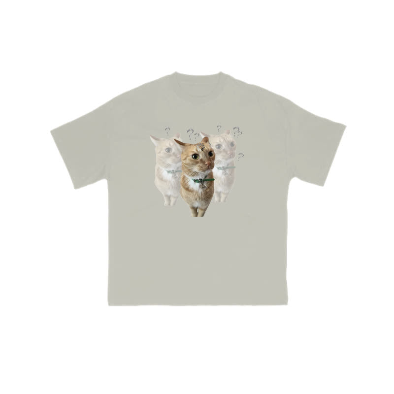 Unisex "Brain Is Loading" Fun Cat Pattern Print T-shirt