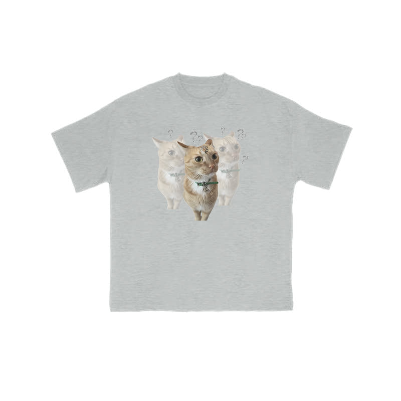 Unisex "Brain Is Loading" Fun Cat Pattern Print T-shirt