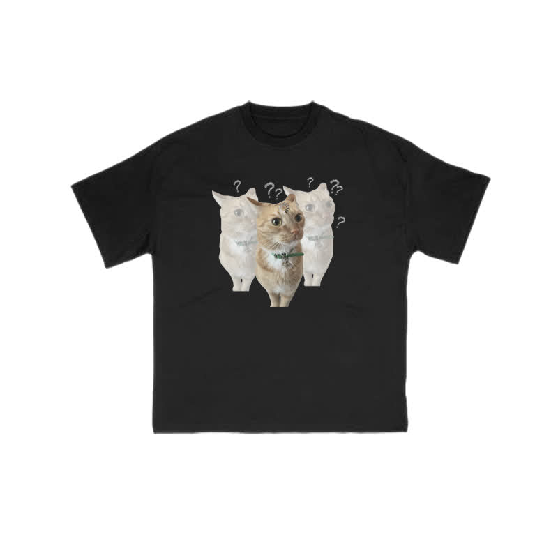 Unisex "Brain Is Loading" Fun Cat Pattern Print T-shirt