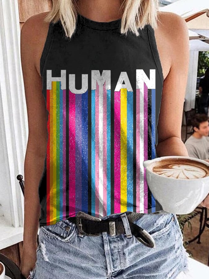 Women's Human Lgbt Pride Flags Print Casual Tank Top