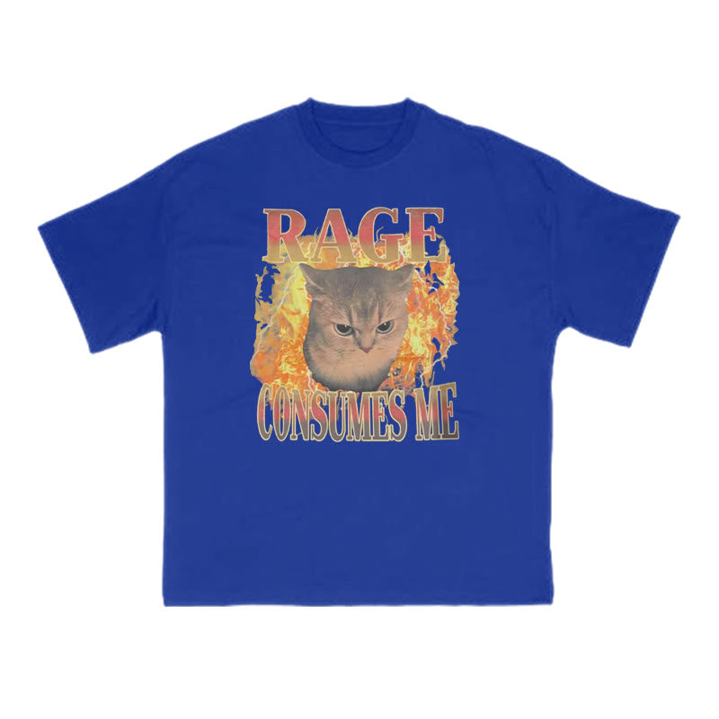 Rage Consumes Me Meme Cat Print T-shirt
