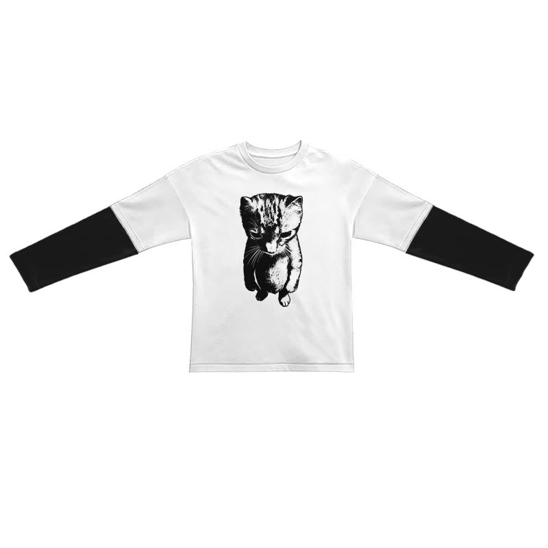 Funny Cat Meme Print Layered-style T-shirt