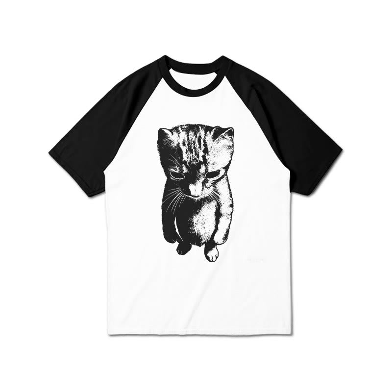Funny Cat Meme Print Raglan Sleeve T-shirt