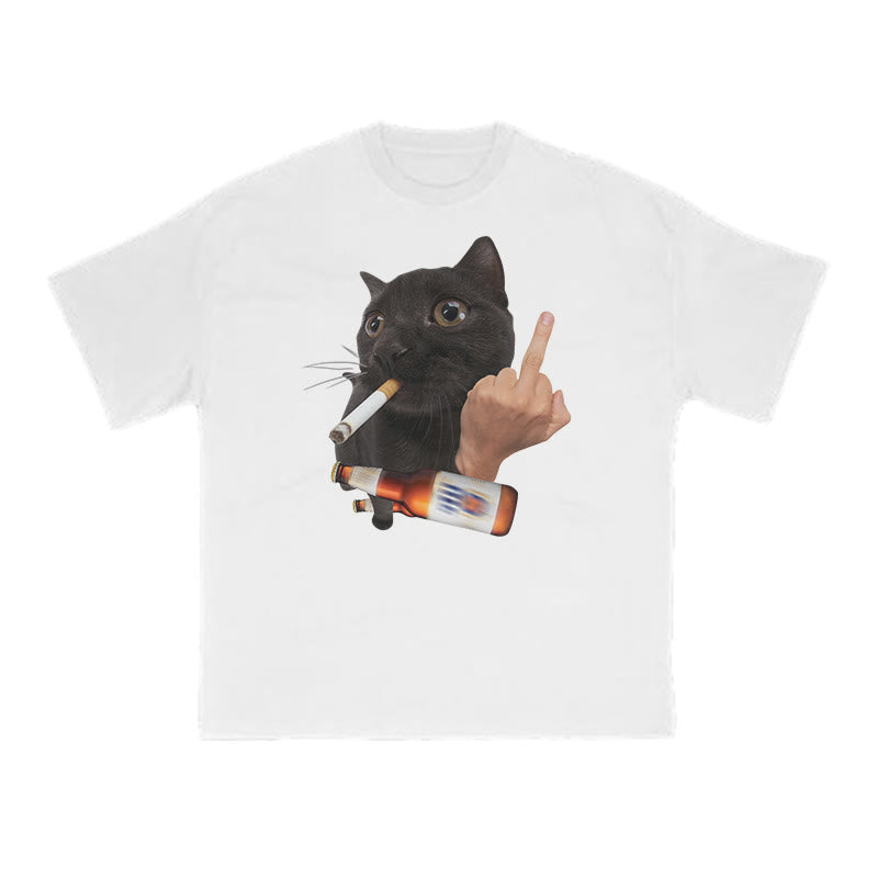 Dope Ass Black Cat Print T-shirt