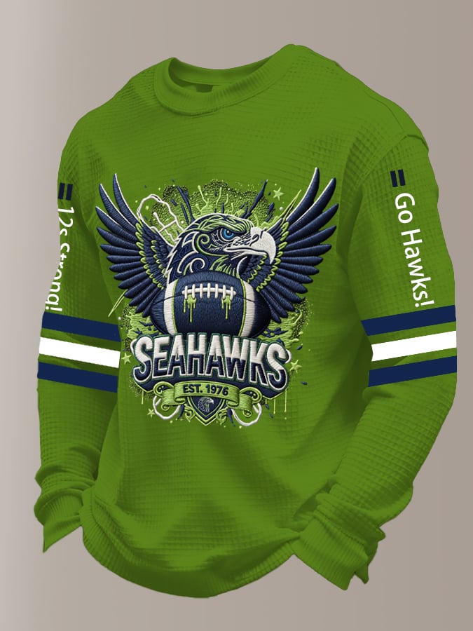 Men's Retro Football Print Casual Long-Sleeved Top