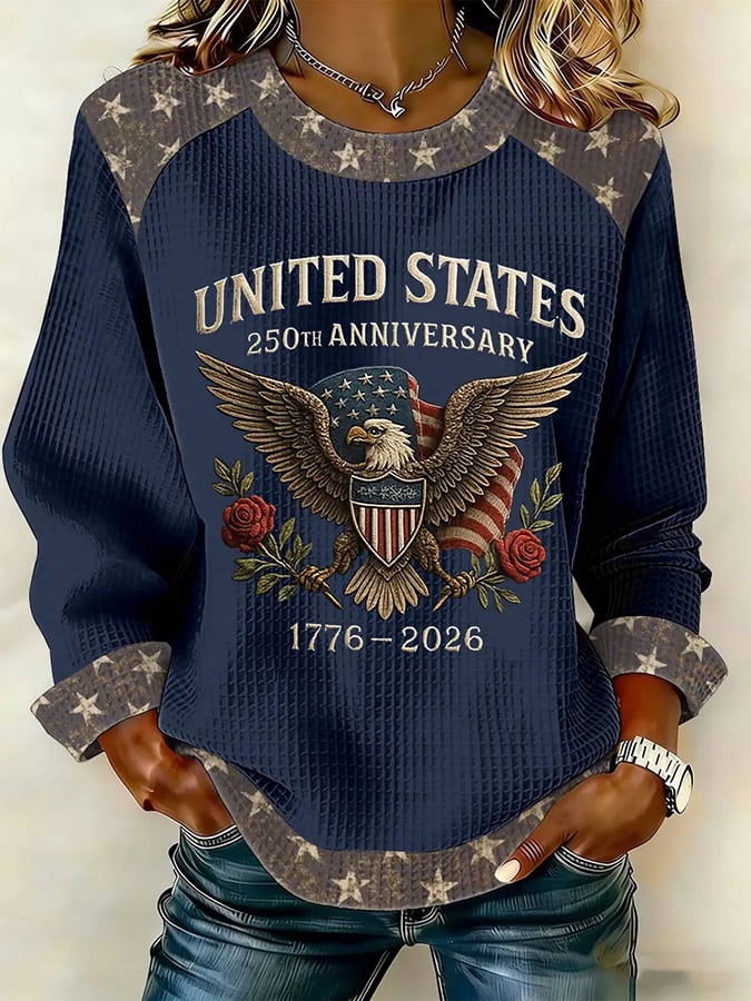 Women's Vintage America 250th Anniversary Print Casual Sweatshirt