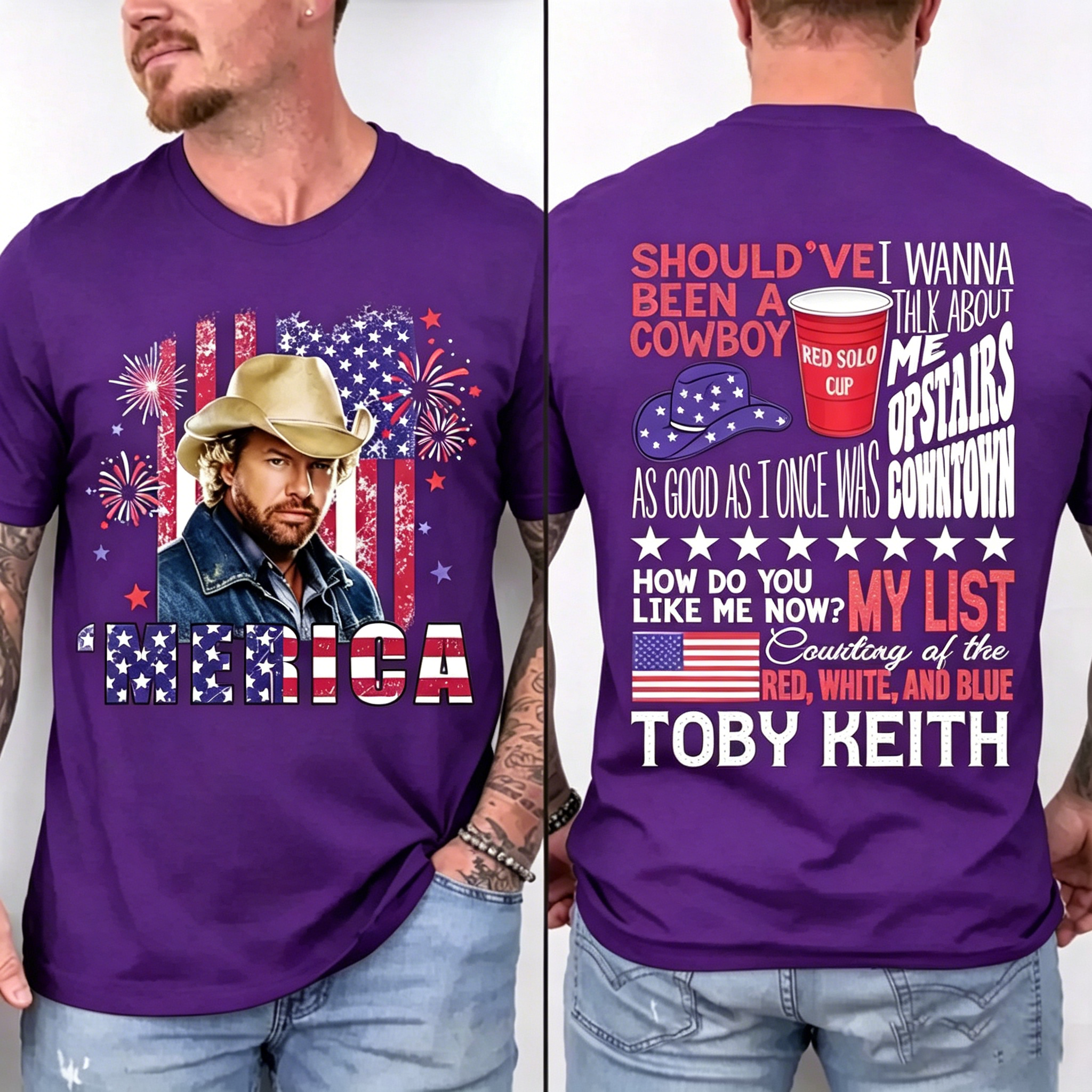 Men's Patriotic Toby Courtesy of the Red White and Blue T-Shirt