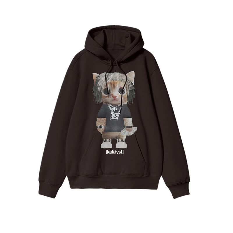 Unisex Street Style Cat Print Hoodie