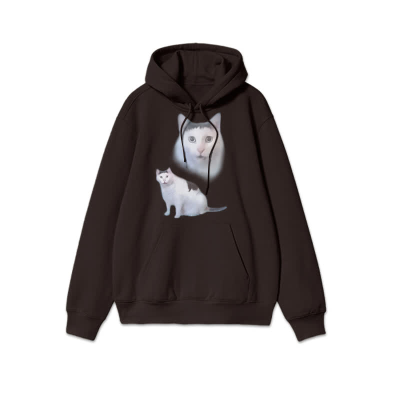 Unisex Confused Cat Print Hoodie