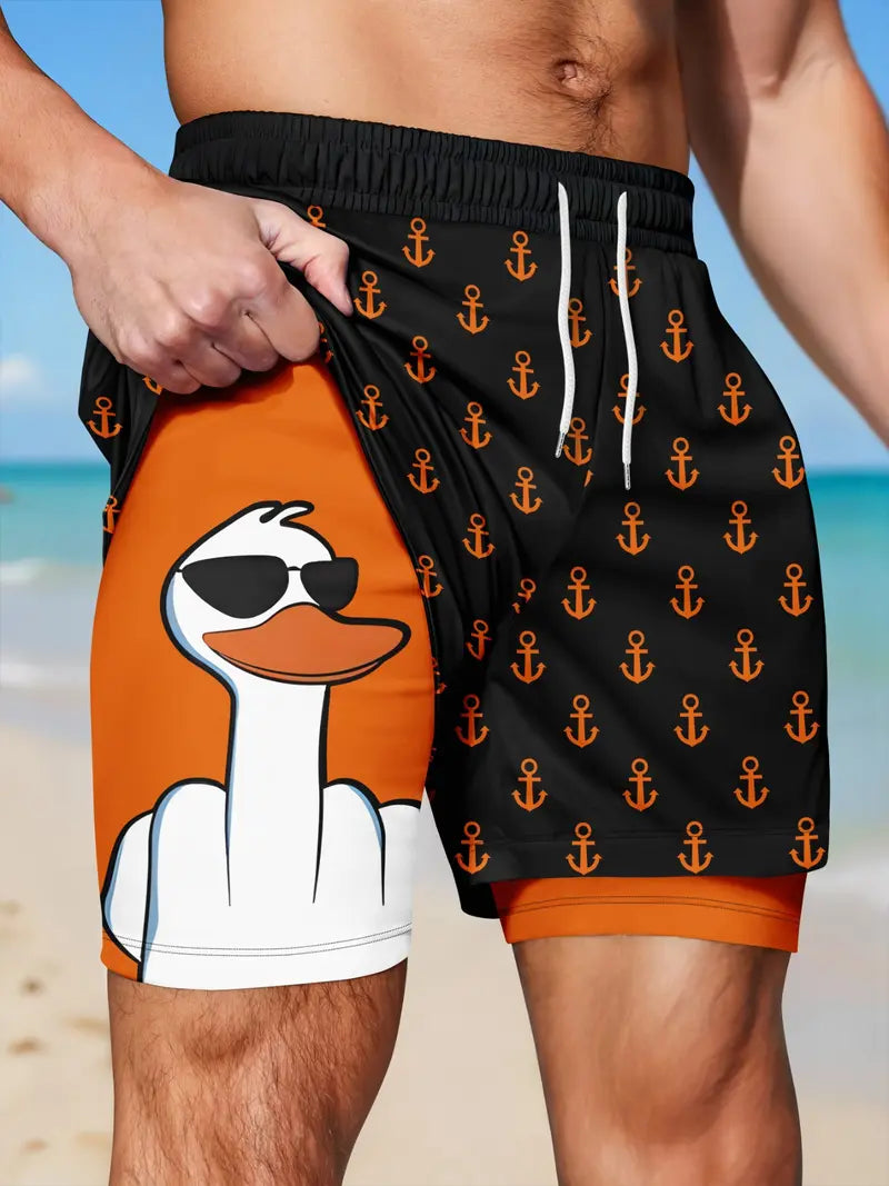 Unisex 2-in-1 Quick-Dry Beach Shorts