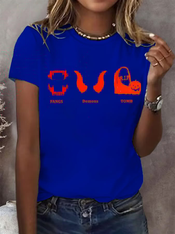 Women's Halloween FDT Printed Casual T-Shirt