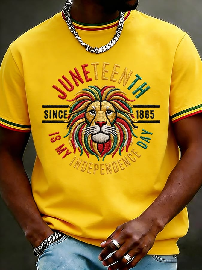 Men's Juneteenth Lion 1865 Printed Casual T-shirt