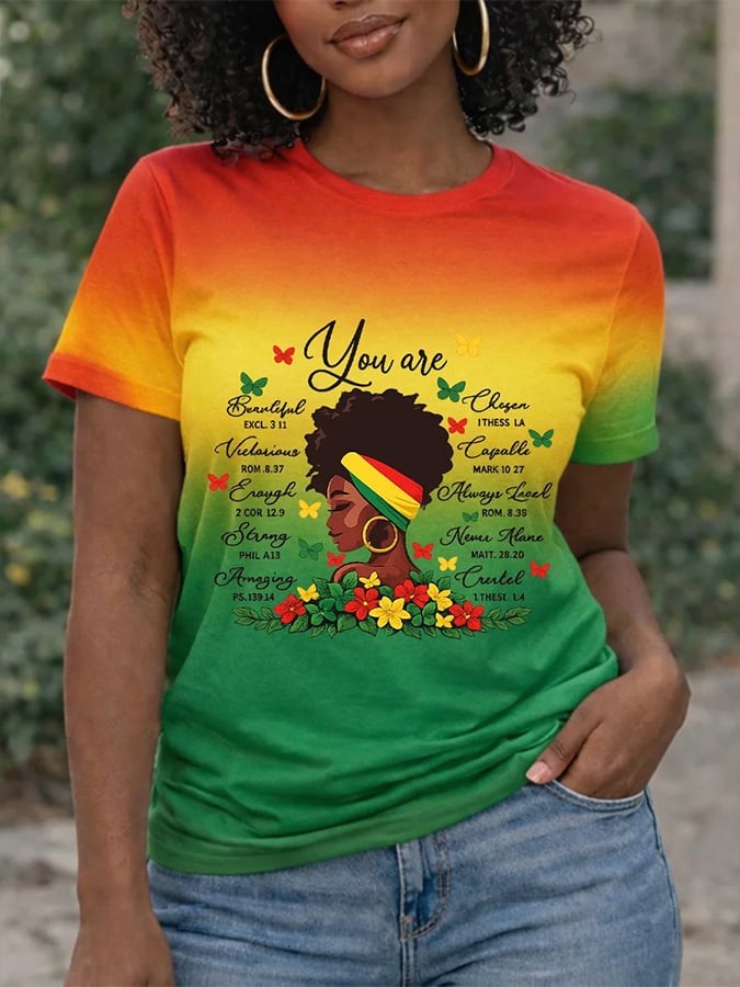 Women's Juneteenth Print Casual T-shirt