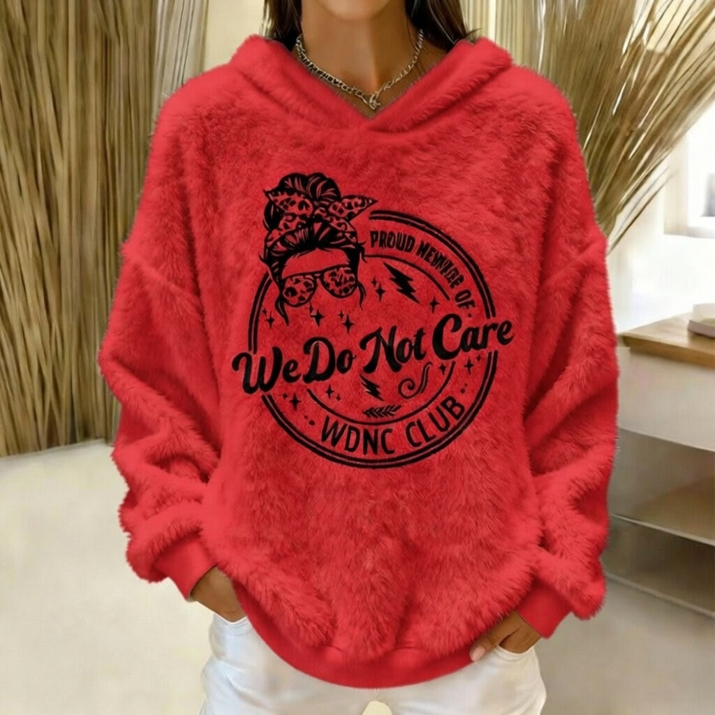 Women's Retro Funny Proud Member Of Club We Do Not Care Menopause Perimenopause Print Flannel hoodie