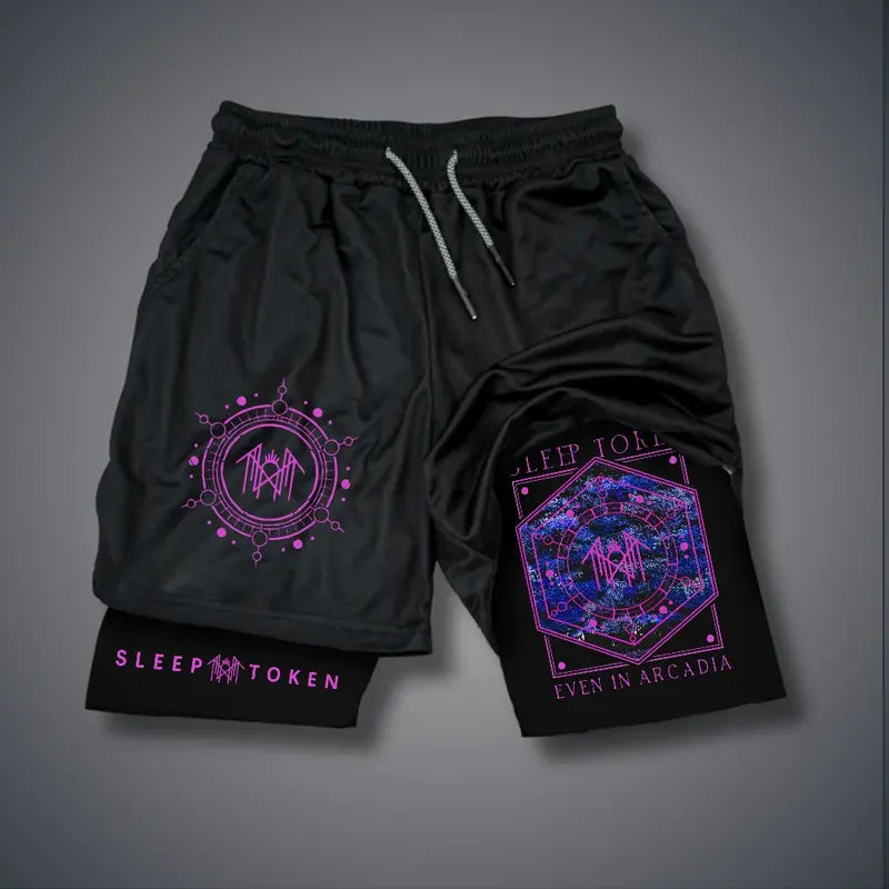 Unisex 2-in-1 Sleep Token Beach Shorts
