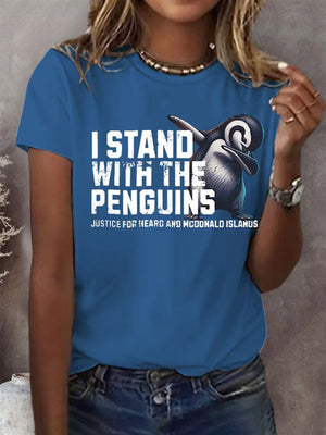 🔥Buy 3 Get 15% Off🔥Women's I Stand With The Penguins Printed Short-Sleeved T-Shirt