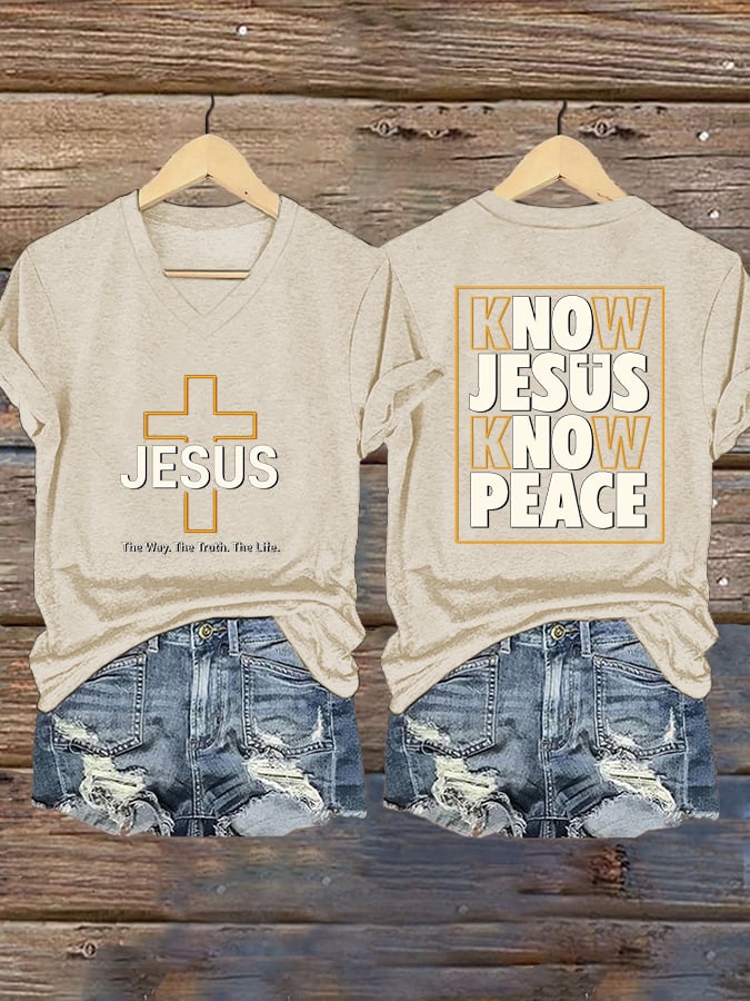 Women'S KNOW JESUS KNOW PEACE Print Short Sleeve T-Shirt