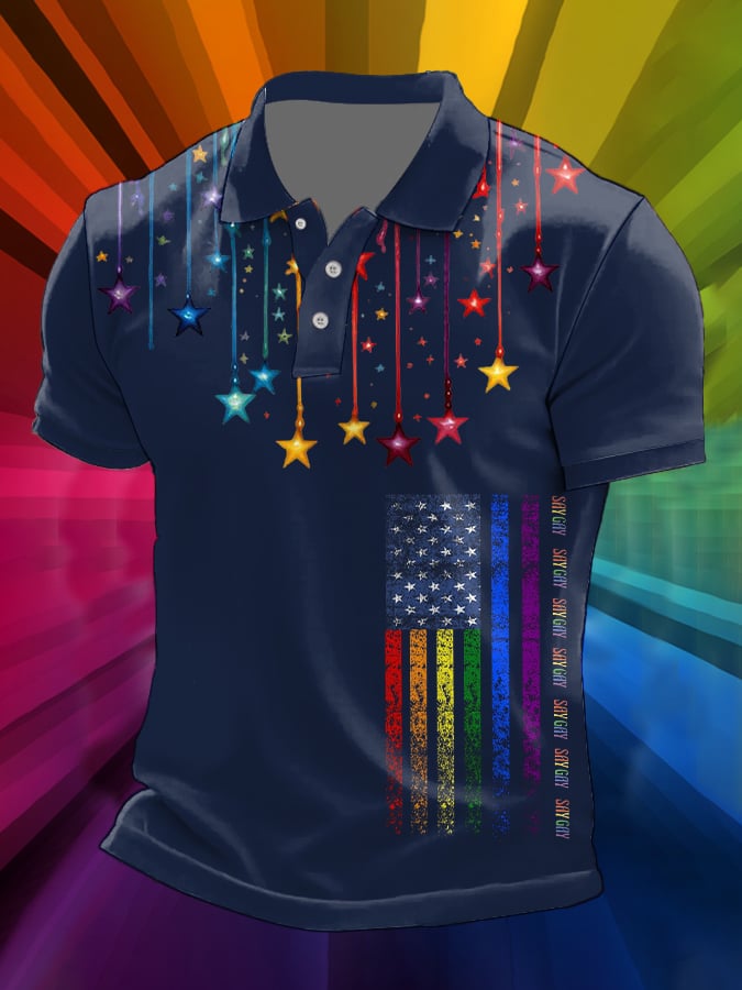Man's Say Gay Flag Printed POLO Shirt