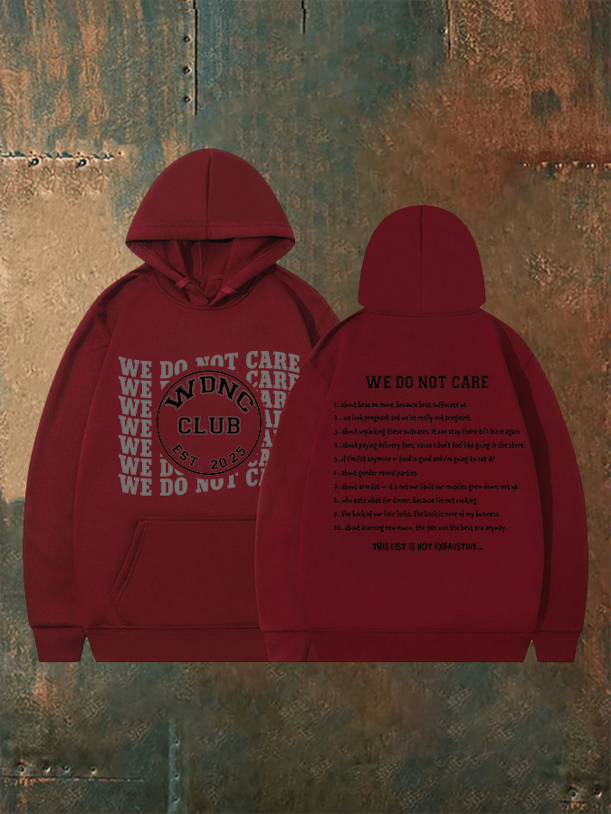 Women's Retro Funny Proud Member Of Club We Do Not Care Menopause Perimenopause Print Hoodie