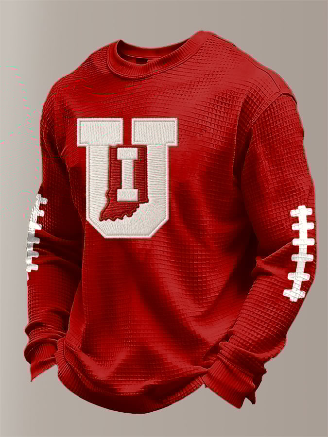 Men's Football waffle fabric long-sleeved T-shirt