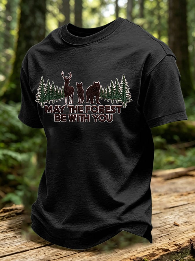 Men's May The Forest Be With You Printed Casual T-Shirt