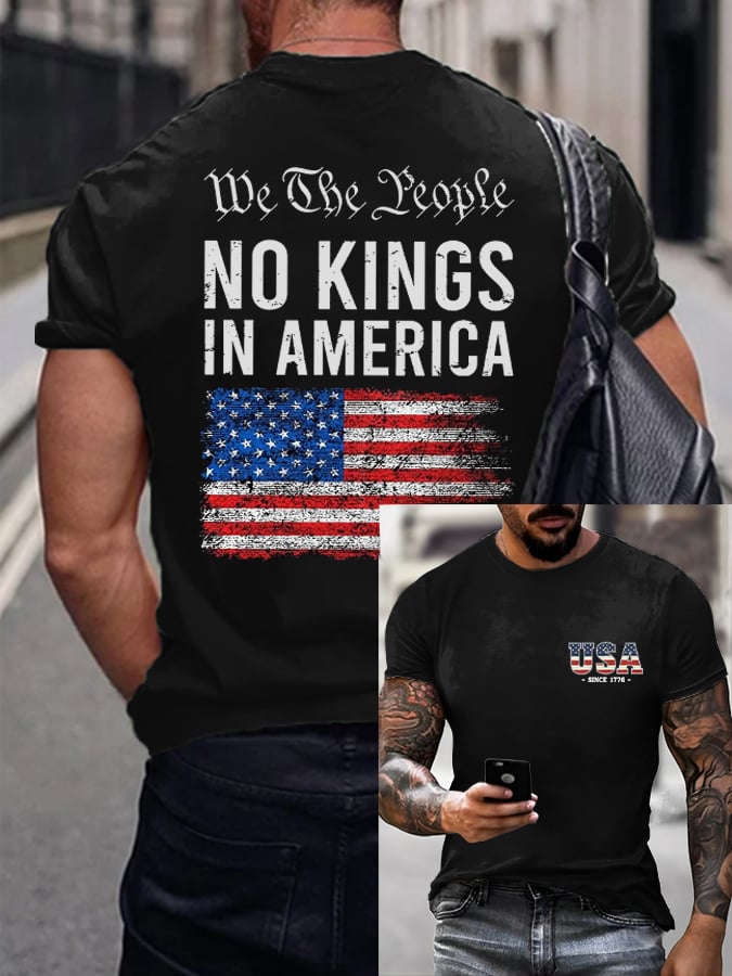 Men's casual American flag-free T-shirt