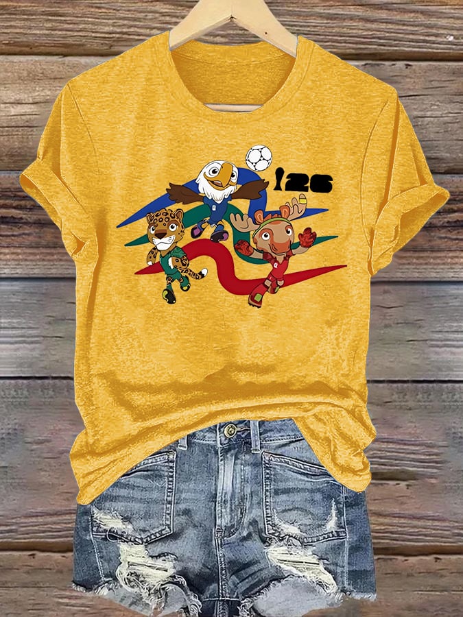 Women's 2026 World Cup Soccer Mascot printed T-shirt