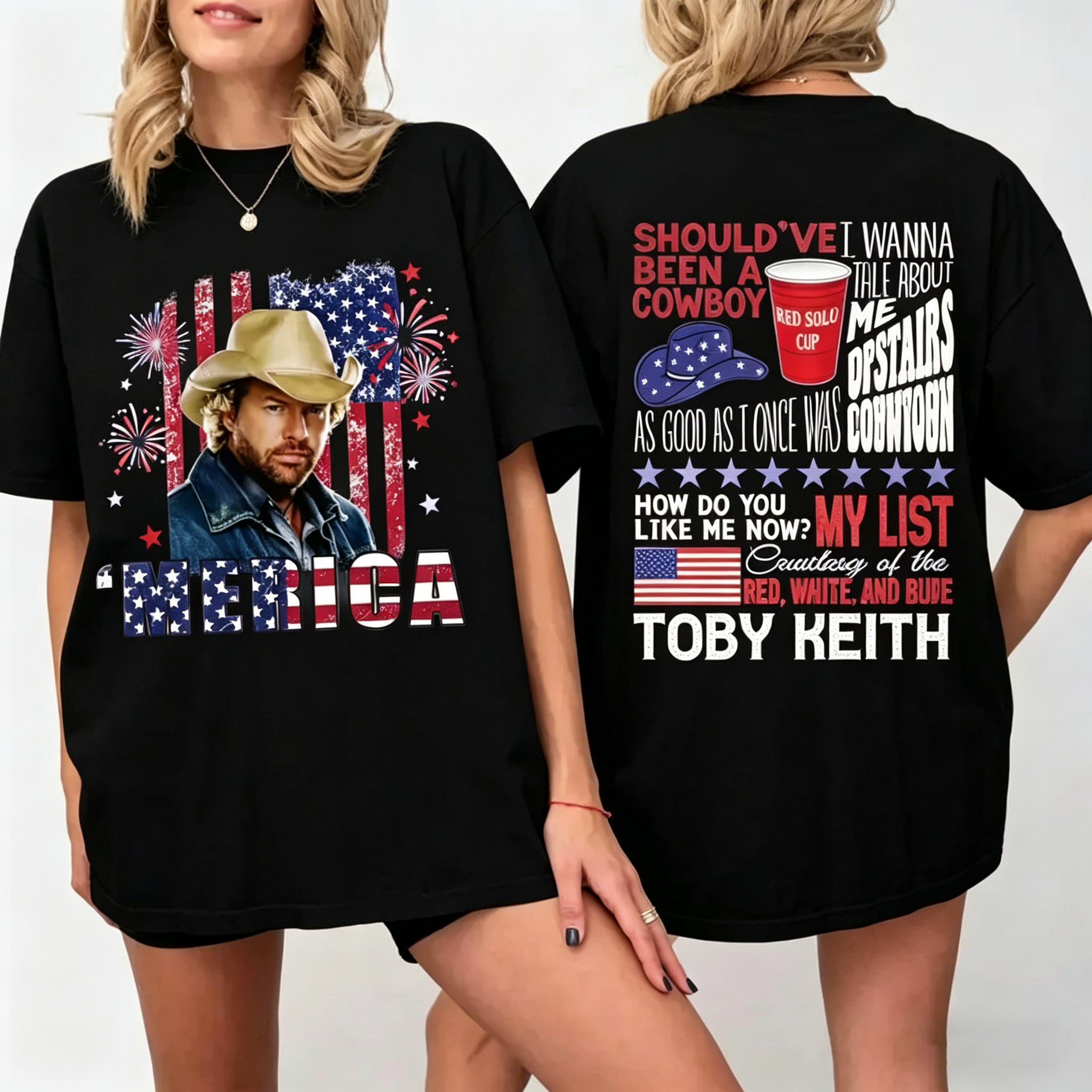 Women's Patriotic Toby Courtesy of the Red White and Blue T-Shirt