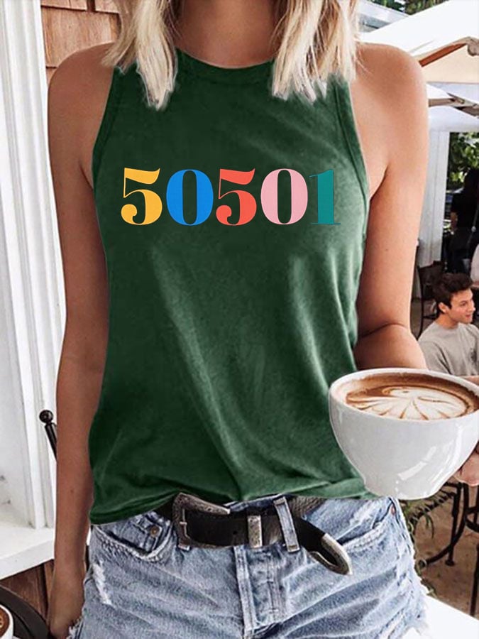 Women's 50 Protests 50 States 1 Movement Print Crew Neck Tank Top