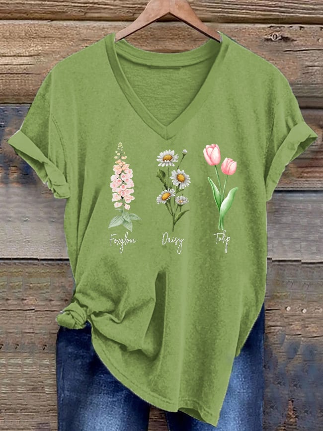 Women's FDT Retro Flowers Print T-Shirt