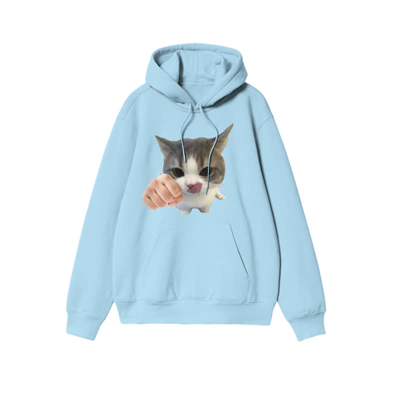 Unisex Kung Fu Cat Print Hoodie
