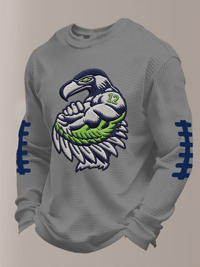 Men's Football Waffle Fabric Long-sleeved T-shirt