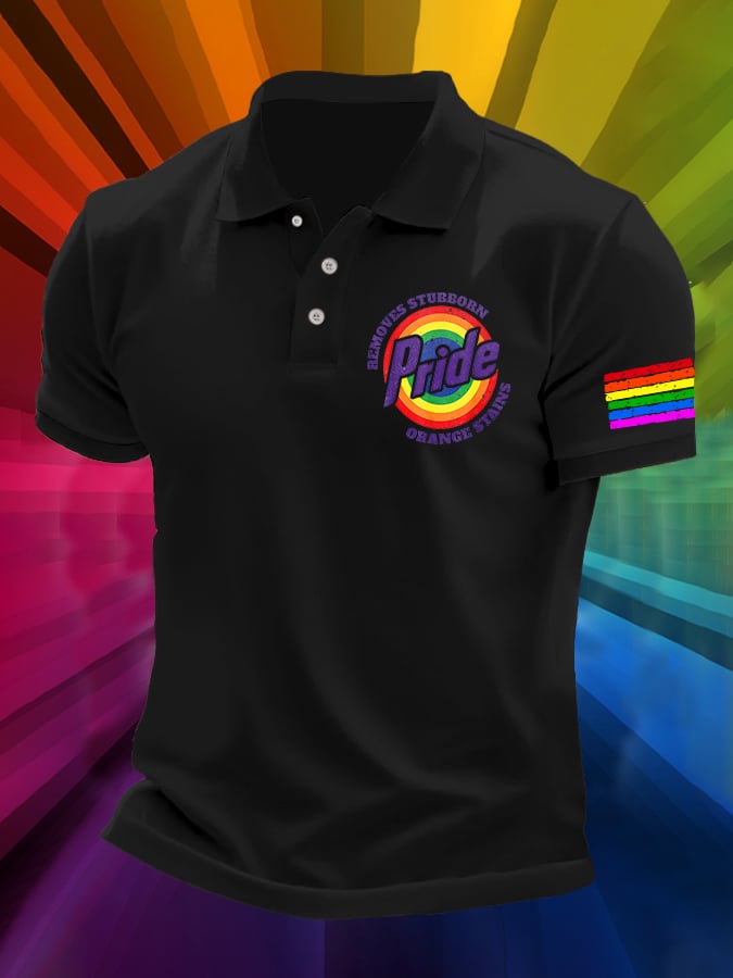 Men's Retro Pride LGBTQ Print Polo Shirt