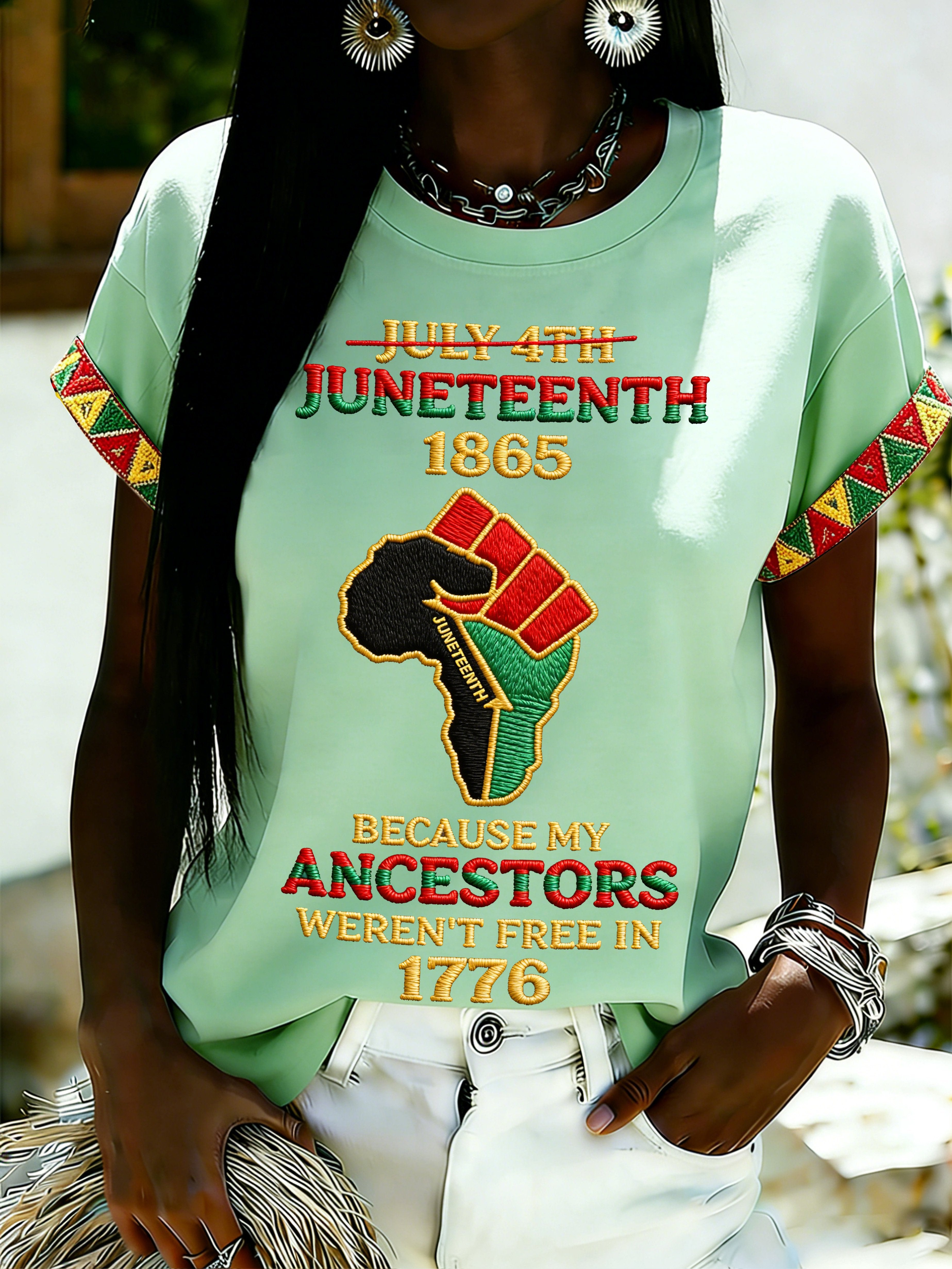 African American Women's Juneteenth Print Top