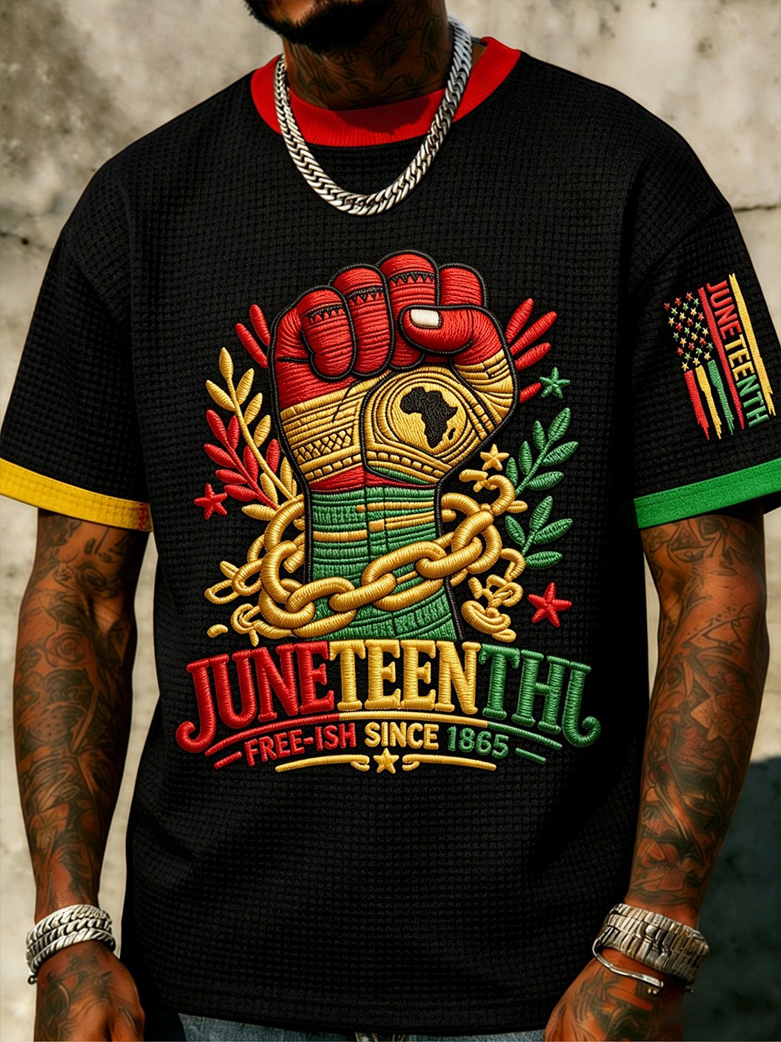 African-American Men's Juneteenth Print Crewneck Top