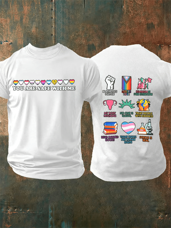 Men's You are safe with me Printed T-Shirt