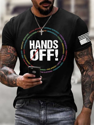 Men'S Retro Hands Off Protest Print T-Shirt