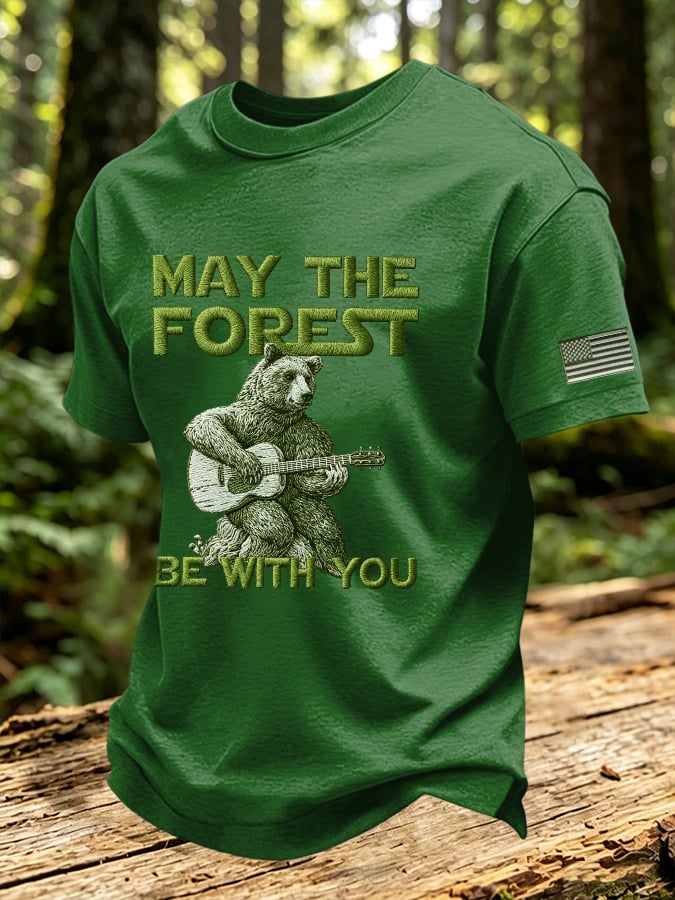Men's May The Forest Be With You Print Round Neck T-shirt