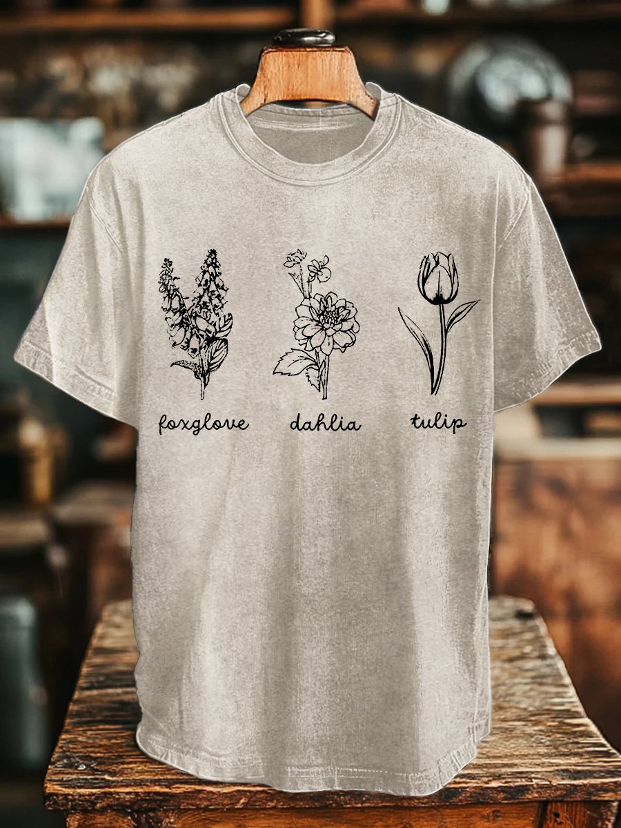 Unisex Floral Fdt Cotton Multicolor Washed T-Shirt