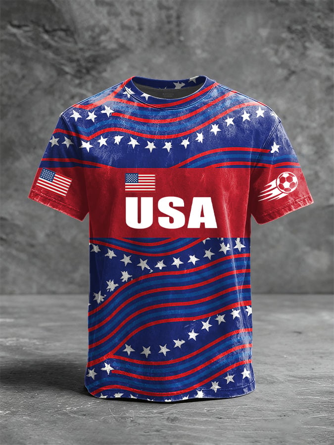 USA Flag Full Print Men's Soccer T-Shirt