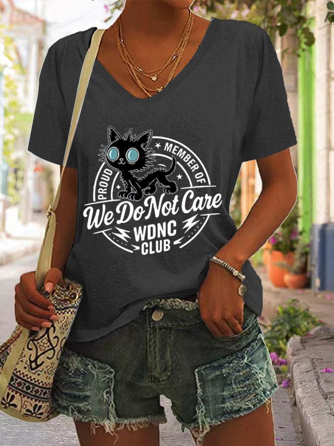 Women's Retro Funny Proud Member Of WDNC Club We Do Not Care Menopause Perimenopause Print T-Shirt