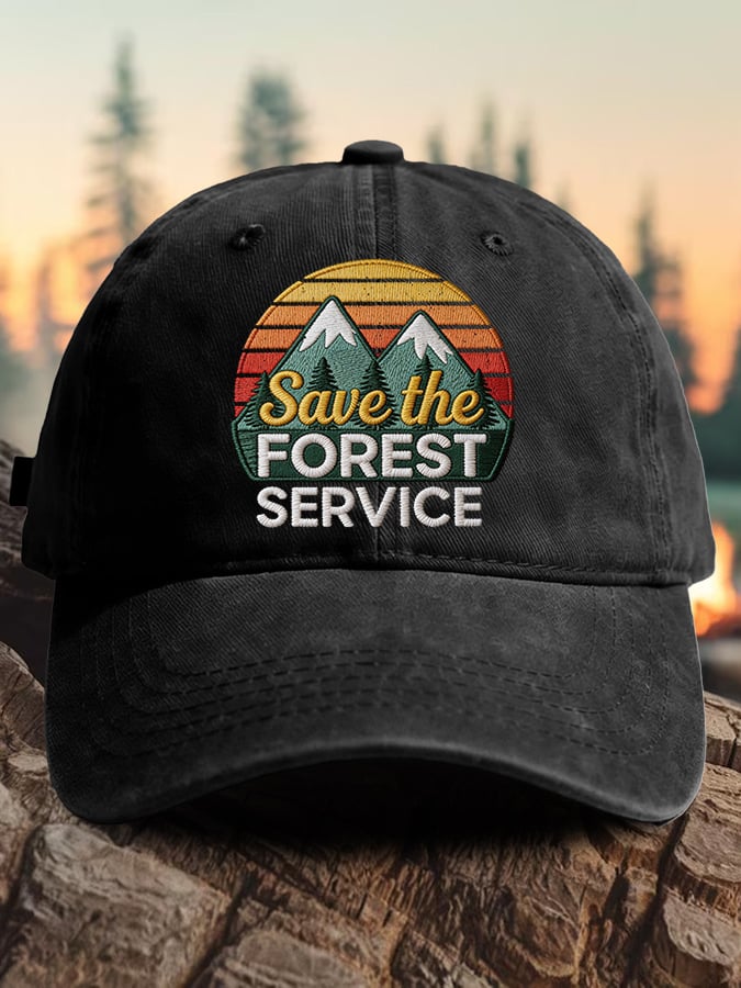 Retro Save The Forest Service Print Baseball Cap