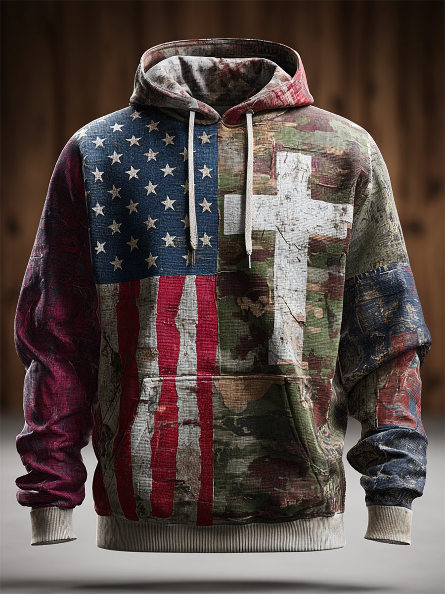 🎖️Men's Casual American Veteran Camouflage Print Hoodie