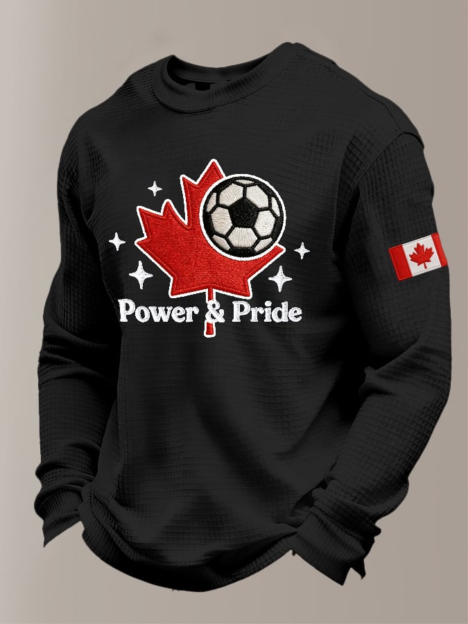 Men's Casual Waffle-Knit Long-Sleeved T-Shirt For Canadian Football Fans.